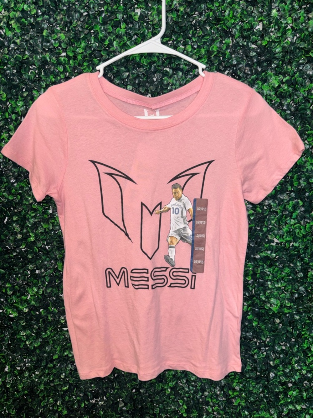 NWT Messi Graphic Pink Kids LargeT-Shirt (Fits Woman’s Small/Medium)